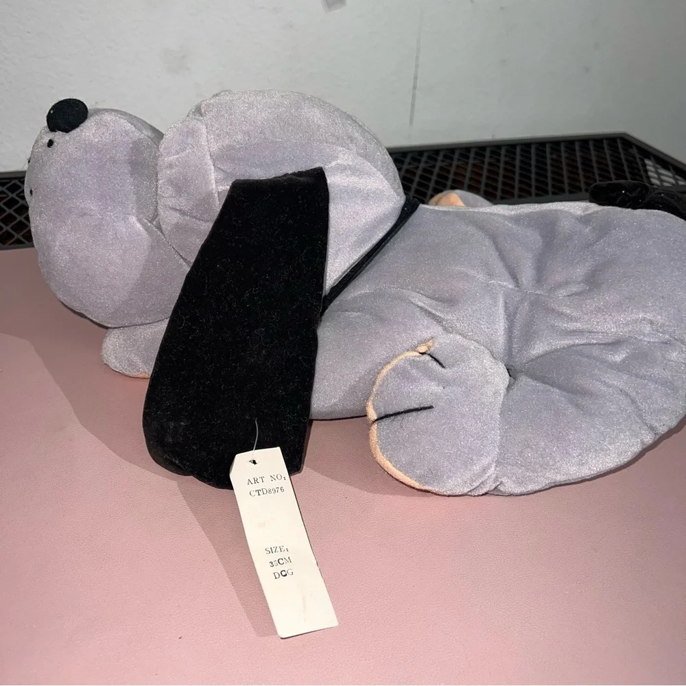 Vintage Pound Puppy 1980’s Gray With Black Tail Blue Eyes Romitex W/ Tag 13”‎